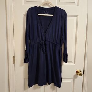L.L. Bean Womens V-neck Purple Long Sleeve Dress Size XL